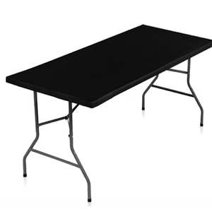 LUSHVIDA 3 Packs Vinyl Tablecloths with Flannel Backing 72x30 inch - Waterproof Plastic Table Covers for 3 Foot Rectangle Folding Table Cloths with Elastic Edges, Black
