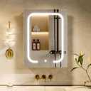 CHOEZON Lighted Bathroom Medicine Cabinet with Mirror, LED Bathroom Vanity Mirror with Storage, 3 Color Temperatures, Wall Mounted Bathroom Cabinet, Adjustable Shelves, Touch-Sensitive Control, White