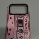 Rosarnnah for iPhone 17 Pro Case Cute - Durable Shockproof 6.6 ft Drop Impact Phone Case - Funny Cassette Tape Design (6.3") Glitter Pink