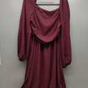 Floerns Women's Square Neck Lantern Long Sleeve Dress Split Ruched Party Midi Dresses Large