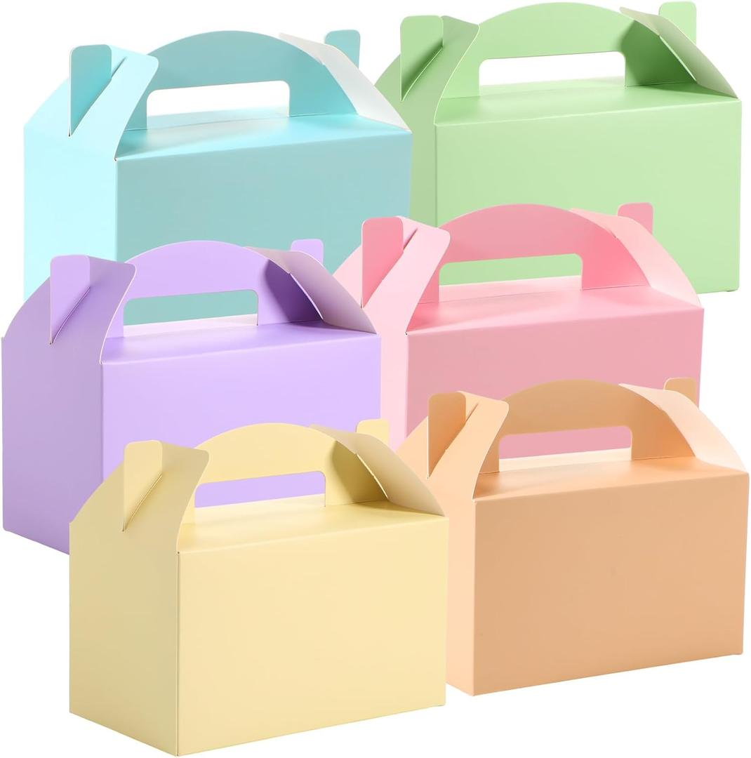 Skyygemm 48 Pcs Christmas Gable Gift Box 6 x 3.5 x 3.5 Inches Colorful Paper Candy Boxes Snack Goodie Cake Treat Boxes for Kids Holiday Birthday Baby Shower Party Favor(Pastel Color)