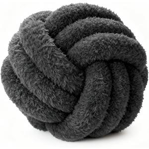 Throw Pillows - Knot Ball Pillow Throw Cushion Home Sofa Decoration Plush Knotted Handmade Round Pillows Grey 8 Inch (Small) 