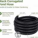 Pond Hose 1-1/2"ID × 10ft Black Corrugated Flexible Pump Tubing & 2 Clamps