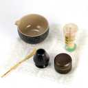 5-Piece Traditional Matcha Set beautifully crafted ceramic Japanese matcha bowl, chasen holder, natural bamboo whisk, spoon, and airtight matcha tin container Perfect for ceremonial-grade matcha