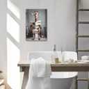 CXHOSTENT Funny Giraffe Bathroom Canvas Wall Art Giraffe Reading Newspapers on Toilet Pictures Prints Animal Poster Kids Bathroom Print Restroom Decor (Bathroom-1, 12.00"x18.00")