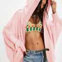 Women Oversized Hoodie Cardigan Jacket Casual Open Front Raglan Sleeve Sweatshirt 2026 Outfits with Pockets (Pink, XL)