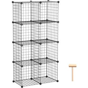 C&AHOME Wire Cube Storage, 8-Cube Organizer Metal C Grids Storage, Storage Bins Shelving, Modular Book Shelf, DIY Closet Cabinet Ideal for Living Room, Home, Office 24.8" L x 12.4" W x 48.4" H Black