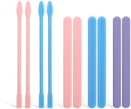 10 PCS Paint Stir Sticks, Reusable Silicone Stir Sticks, Blade Shaped Slimer Edges, Easy to Clean, Suitable for Resin, Epoxy, Liquid, Paint, DIY Crafts (Multiple Colors)