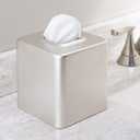 mDesign Steel Square Tissue Box Cover, Modern Facial Tissue Holder for Bathroom Vanity Countertops, Bedroom Dressers, Night Stands, Desks, Office and Tables - Unity Collection - Satin