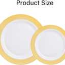 I00000 102 Pcs Gold Plastic Plates, Disposable Party Plates Include 51 Gold Dinner Plate 10.25 and 51 Disposable Dessert Plate 7.5 Perfect for Party & Wedding