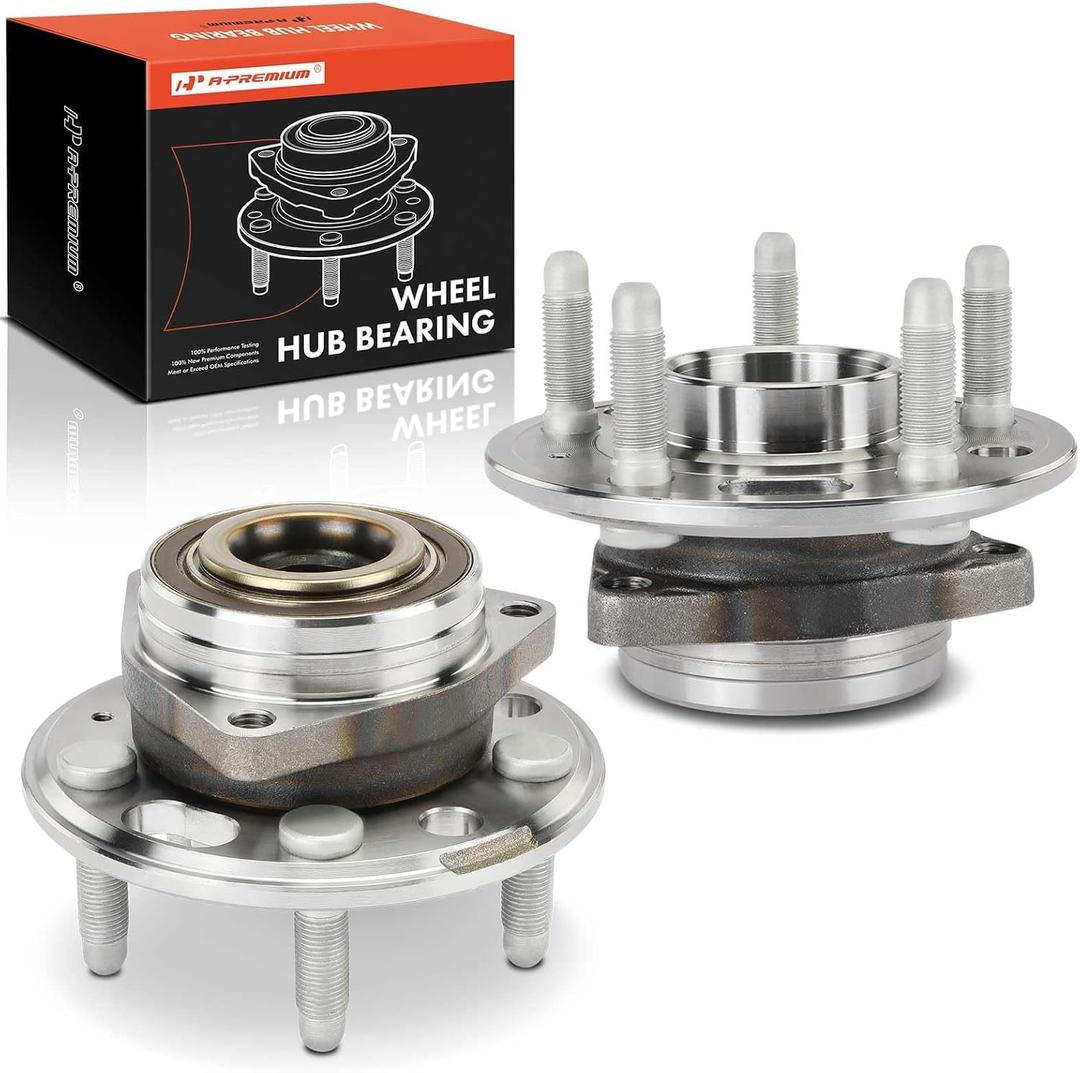 A-Premium 2 x Front or Rear Wheel Bearing and Hub Assembly with 5-Lug Compatible with Chevy GMC Buick Cadillac - 2010-2020 - Equinox Malibu Impala Camaro Terrain LaCrosse Regal Allure CTS XTS