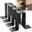 4 Pcs 2" x 4" Strap Post Ties, Heavy Duty Deck Fence Brackets for Wood Beam, Gazebo Mounting Brackets, 2mm Thickness - Black