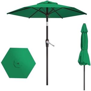 AreShark 7.5FT Patio Umbrella Table Market Umbrella w/Tilt and Crank Heavy-Duty Round Outdoor Umbrellas for Garden, Deck, Backyard, Pool and Beach, Dark Green