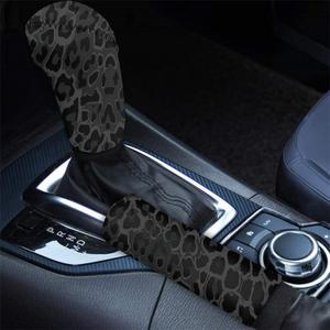 FOR U DESIGNS Non Slip Automotive Car Gear Shift Cover + Handbrake Protectors Universal Fits for Vehicle,SUV,Trucks,Car Interior Accessories Set, 2 Piece,Black Leopard Print