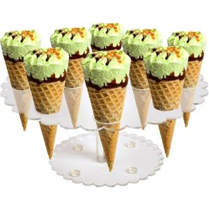 Cone Holder, Clear Acrylic Ice Cream Cone Holder with 12 Holes, Clear Waffle Cone Holder Stand, Sushi Hand Roll Stand for Wedding, Birthday, Christmas, Thanksgiving, Party or Buffet