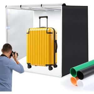 PULUZ Studio Light Box Photography, 31x31 inch Large Photo Light Box with 234 LED Beads, CRI >95, Professional Portable Photo Booth Shooting Tent Kit with 4 Color PVC Backdrops for Product Photography