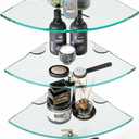 Set of 4 Bathroom Corner Glass Shelf Tempered Glass Shelves for Shower Wall Corner Caddy Basket Triangle Wall Shower Shelf Shampoo Bottle Holder No Drilling Adhesive Wall Mount Bathroom Shelf