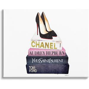 'Glam Fashion Book Set Black Pump Heels'| Canvas Art | Stupell Industries | 40 x 30 Inches, Easy to Hang and Sturdy, Made in USA, by Amanda Greenwood