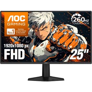 AOC 25" Gaming Monitor FHD 260Hz Overclocked IPS G-SYNC Compatible, 25G51Z | 1920x1080 Computer Monitor, 0.5ms, LED, HDR Ready, Audio Earphone out, VESA Mount, Console Ready, 3-Year Zero-Bright-Dot
