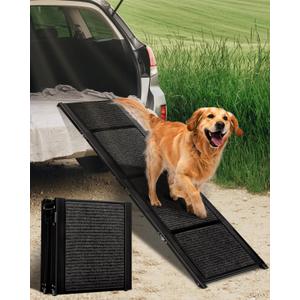 Folding Dog Ramp for Car SUV Truck, 17.3" x 71" Portable Pet Ramp for Large Dogs, Lightweight Non-Slip Dog Car Ramp, Sturdy Dog Ramp for Cars and High Beds, Easy to Carry and Store