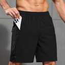 SUPIVO Men's Athletic Running Shorts Quick Dry 7" Lightweight Workout Shorts Training Sports Gym Hiking Basketball Black XL (Black, XL)