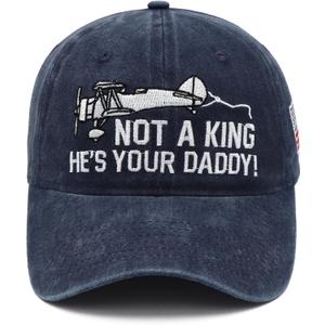 No a King Hat, Fathers Day Dad Gifts He's Your Daddy Embroidered Baseball Cap Patriotic 4th of July No Kings Hat (Blue)