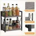 Giikin Countertop Shelf Organizer, 2 Tier Coffee Organizer for Desktop, Grey Counter Shelf Spice Rack for Kitchen (Grey, M)