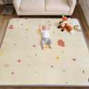 Mallify Extra Large Foldable Play Mat, Reversible Baby Play Mat with Edge Reinforcement, Non-Toxic & Waterproof Baby Mat for Floor, Foam Playmat with Travel Bag, Rainbow, Cloud & Moon, 79"x71"