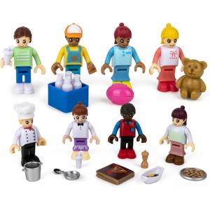 Playkidiz 8 Toy Figures & Playsets, 2 Inch Play Peoples Set, Early Development Family Figurines for Kids, Pretend Play Toys for Children 3+ (23Pcs)