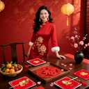 2 x JeVenis Chinese New Year Napkins Disposable 2026 Year of Horse Paper Napkins Supplies Decorations Chinese Spring Festival Happy New Year Party Napkins Set for New Year's Eve (Red 1)