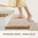 Bullnose Stair Treads Non Slip 9.5" x 36", 14 Pcs Carpet Stair Treads for Wooden Steps Indoor with Edge Protection, Reusable Peel and Stick TPU Backing Stair Runner Rugs - Diamond Pattern Beige Grey