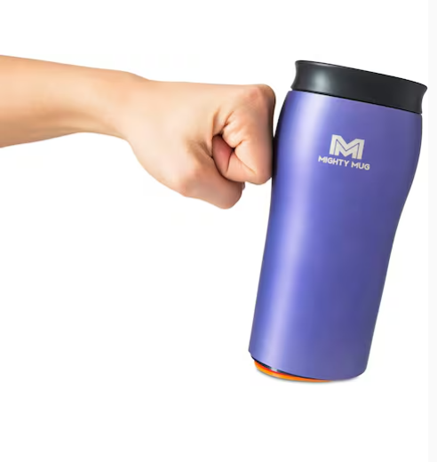Mighty Mug | The Untippable Mug | Grips When Hit, Lifts for Sips | Insulated Stainless Steel Tumbler | Cupholder Friendly | Gifts for Women Men All | Leakproof | 6 Hour Hot / 24 Cold | 12oz |  Purple