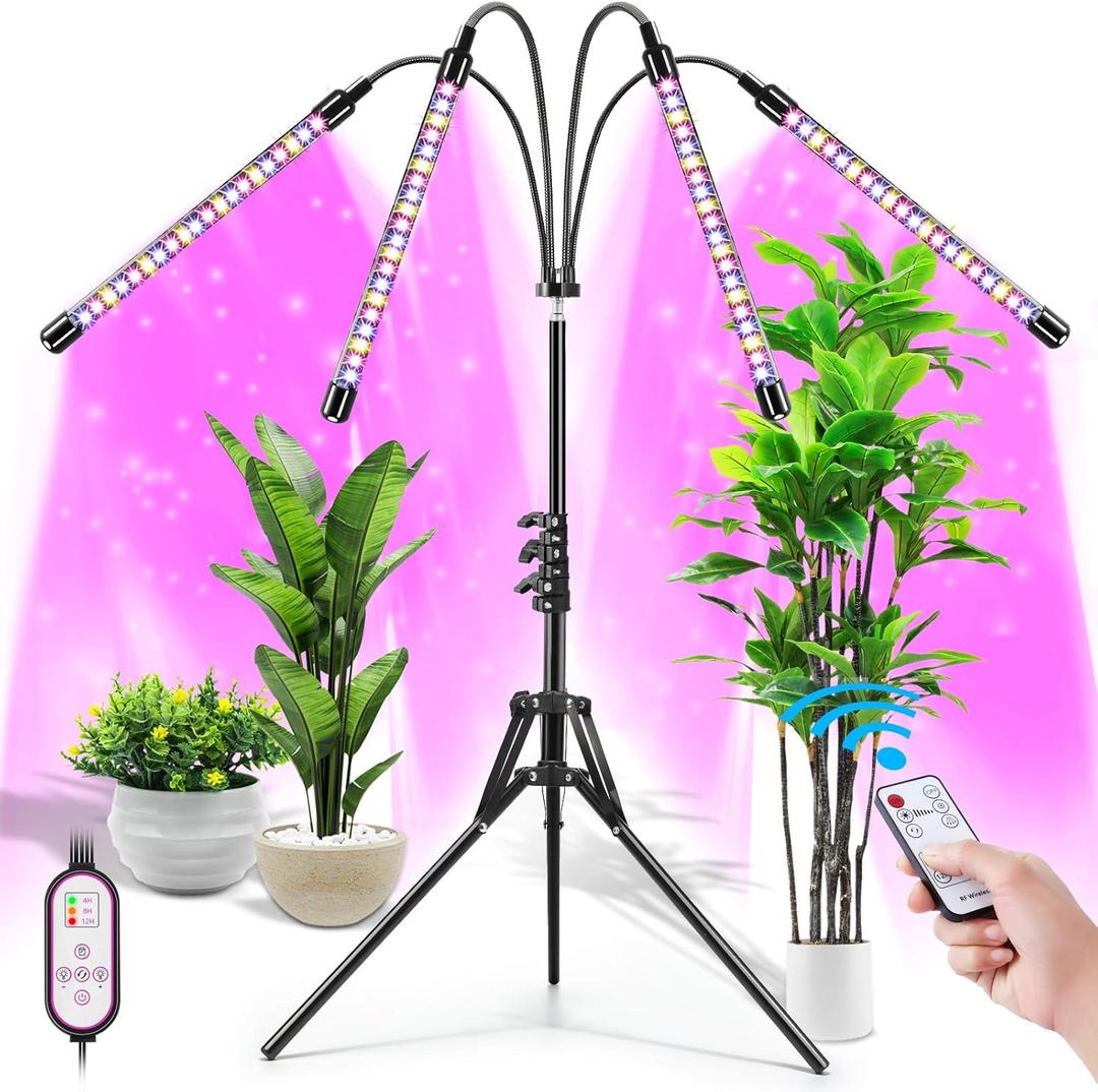 Felibeaco Plant Grow Lights for Indoor Plants Full Spectrum, LED Floor Plant Lights for Indoor Growing with Adjustable Stand (14"-63"), Indoor Plant Grow Lamp with Timer, Auto On/Off for House Plants