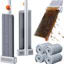 Self Wringing Microfiber Mop - Hands-Free Flat Mop with Wringing Blade | Aluminum Panel, Wet Dry for Apartment, Tiny Home, Windows, Wall, Hardwood, Laminate, Tile, Vinyl, 4 Reusable Pads