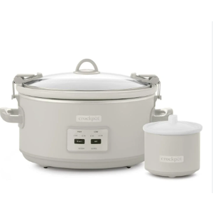 Crock-Pot Designer Series 7qt Slow Cooker with Bonus Little Dipper Mushroom: 4 Settings, Stoneware, Stainless Steel, Keep Warm