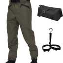 Fishing Waders for Men and Women,Wading Pants with Neoprene Stocking Foot,Fishing Waist Waders Pants with Pockets (Black, M)