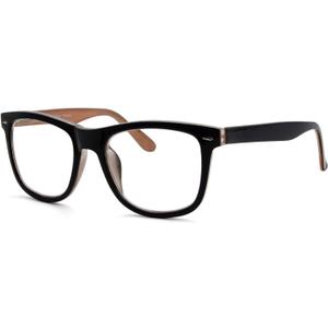 Eyekepper Readers Square Large Lenses Spring-Hinges Reading Glasses Women (Black-brown)