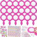 Geetery 20 Pcs Unbreakable Kids Mirror DIY Decorate Your Own Princess Mirror Mermaid Foam Small Crafts Princess Party Decorations(Pink)