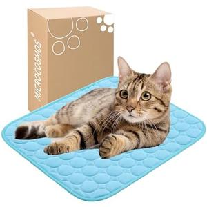 MICROCOSMOS Summer Cooling Mat & Sleeping Pad- Water Absorption Top, Materials Safe, Easy Carry, EZ Clean. Keep Cooling for Pets, Kids and Adults.(Blue, 19" x 15")