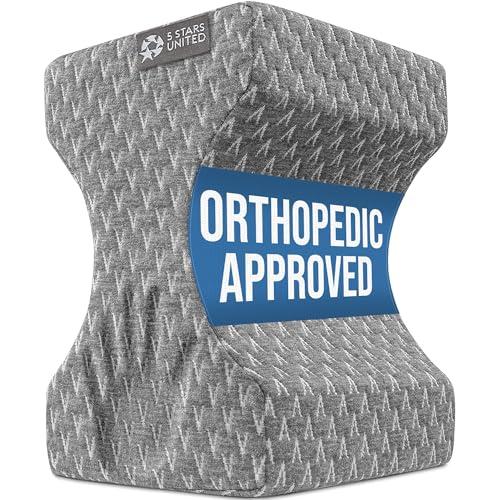 5 STARS UNITED Knee Pillow for Side Sleepers - Hip Pain Relief, Memory Foam Leg Cushion for Side Sleeping - Between Legs Pillow for Sciatica & Lower Back Pain, Gray