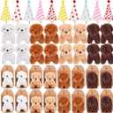 20 Pcs Mini Plush Toy Stuffed Animals Stuffed Dogs Set with 20 Birthday Hats 20 Kraft Paper Boxes Adopt Pet Gift for Boys and Girls Animal Theme Birthday Party(Classic)