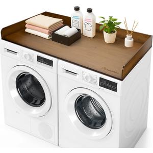 MaidMAX Natural Bamboo Washer Dryer Countertop, 54" W x 27.5" D Washer and Dryer Topper with Edge, Washer and Dryer Countertop with Non-Slip Pads for Laundry Room Organization, Brown