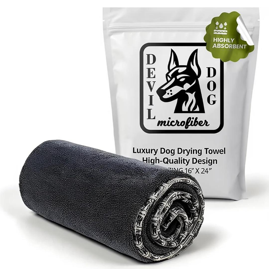 Premium Drying Towel – Small 16" x 24" Super Absorbent Microfiber Dog Bath Towel – Quick Dry, Soft & Durable Dog Towel for Drying Dogs – 1200 GSM Gray for Beach, Camping & Travel