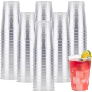 Goodluck 200PCS 10oz Clear Plastic Cups for Party, Disposable Clear Plastic Cups, Cocktail Glasses for Wedding Thanksgiving, Christmas, and Parties
