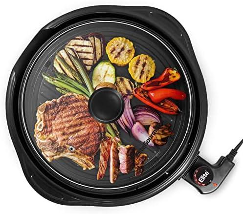 Elite Gourmet EMG1100 11" Electric Indoor Nonstick Grill Dishwasher Safe, Cool Touch, Fast Heat Up Ideal Low-Fat Meals, Includes Tempered Glass Lid, Black (ONLY LID)