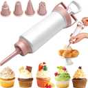 Suuker Cake Decorating Gun, Cupcake Icing Piping Kit, Cake Decorating Kit with 5 Piping Tips, Cupcake Injector/Decorating Icing Set, Pink