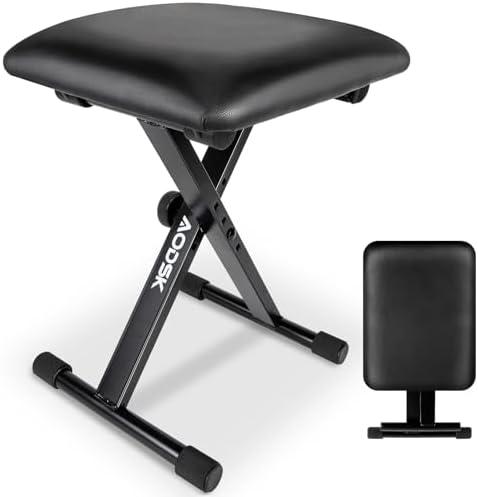 AODSK Keyboard Bench X-Style Cushion Padded,Piano Bench Adjustable Collapsible Stool Chair Seat,Flame Retardant Cotton,Non-Skid Design