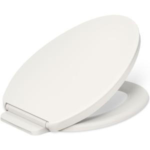 KOHLER K-26801-96 Impro Ready Latch Quiet Close Elongated Toilet Seat, Grip-Tight Bumpers, New Home Essentials, Slam Prevention, Biscuit
