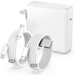 100W Charger for MacBook Pro 14 16 inch MacBook Air 13 15 inch 2025 2024 2023 2022 2021 M4 M3 M2 M1, 100W GaN Power Adapter, 6.6FT USB C to 3 Magnetic 1 Cable, 8.2FT USB C to C Cable