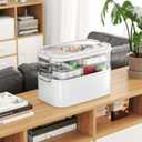 NiHome Home & Travel 4-Tier Medicine Storage Box with Portable Pill Case, Durable Adjustable Compartments, Moisture-Resistant Lid, Secure Handles for Pill Organization, Vitamins, Supplements (White)